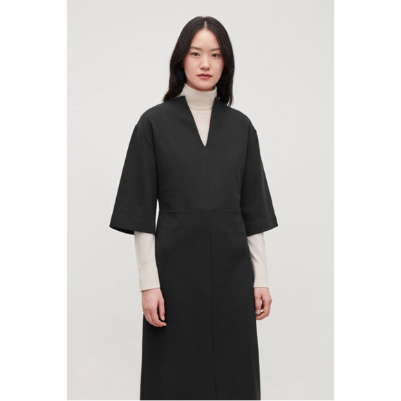 COS Womens Small Stretch-Jersey VNeck Tunic Dress Minimalist Modern Contemporary - Picture 6 of 14